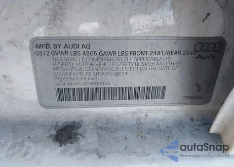 2013 Audi A4 2.0T Premium из США, поврежденный, VIN WAUBFAFL4DN003956